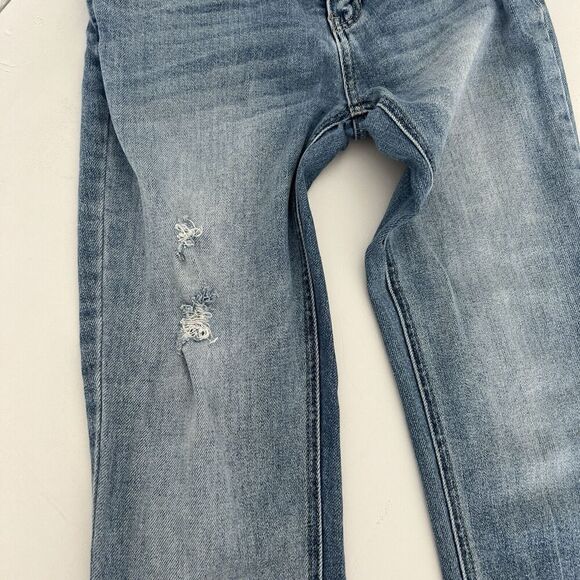 KanCan Jeans Womens Juniors 3 Denim Distressed Raw Hem Tapered Leg Medium Wash - Picture 4 of 15